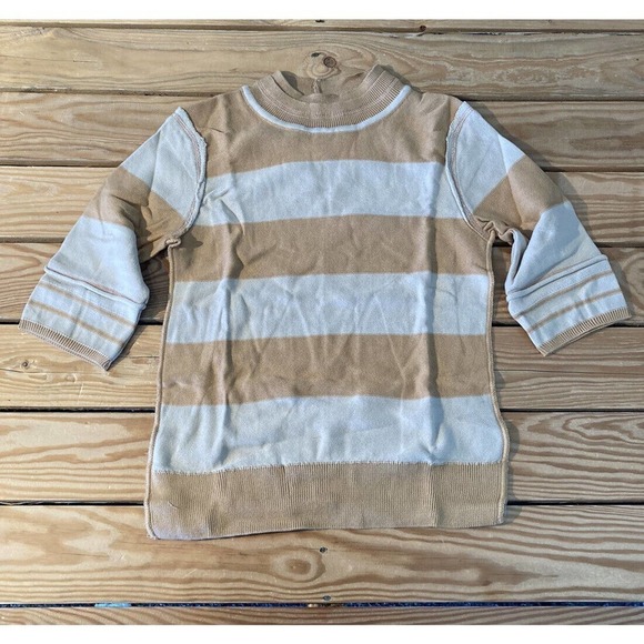 NEW We The Free Stripe Mock Neck Sweater Size XS Women’s White Tan - Picture 1 of 8